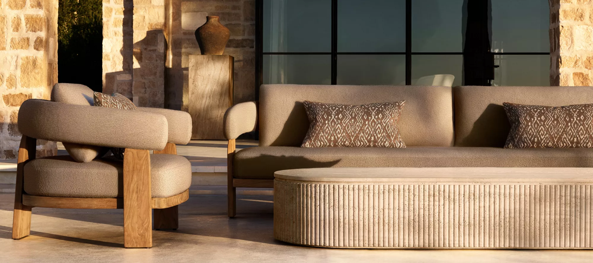 Kavala Sett ta 'Sufan Teak Outdoor|Għamara tal-Patio lussu