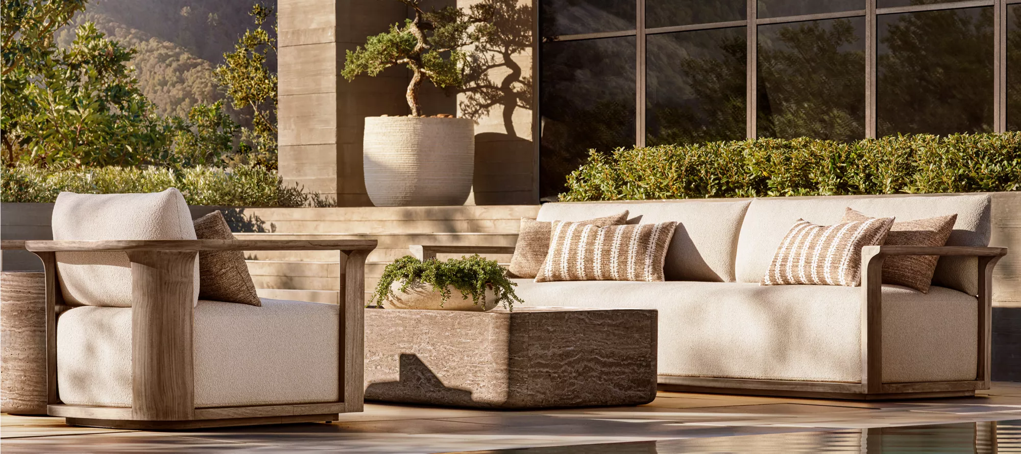 Lagos Solid Teak Outdoor Sufan Set Għal Hotel & Garden